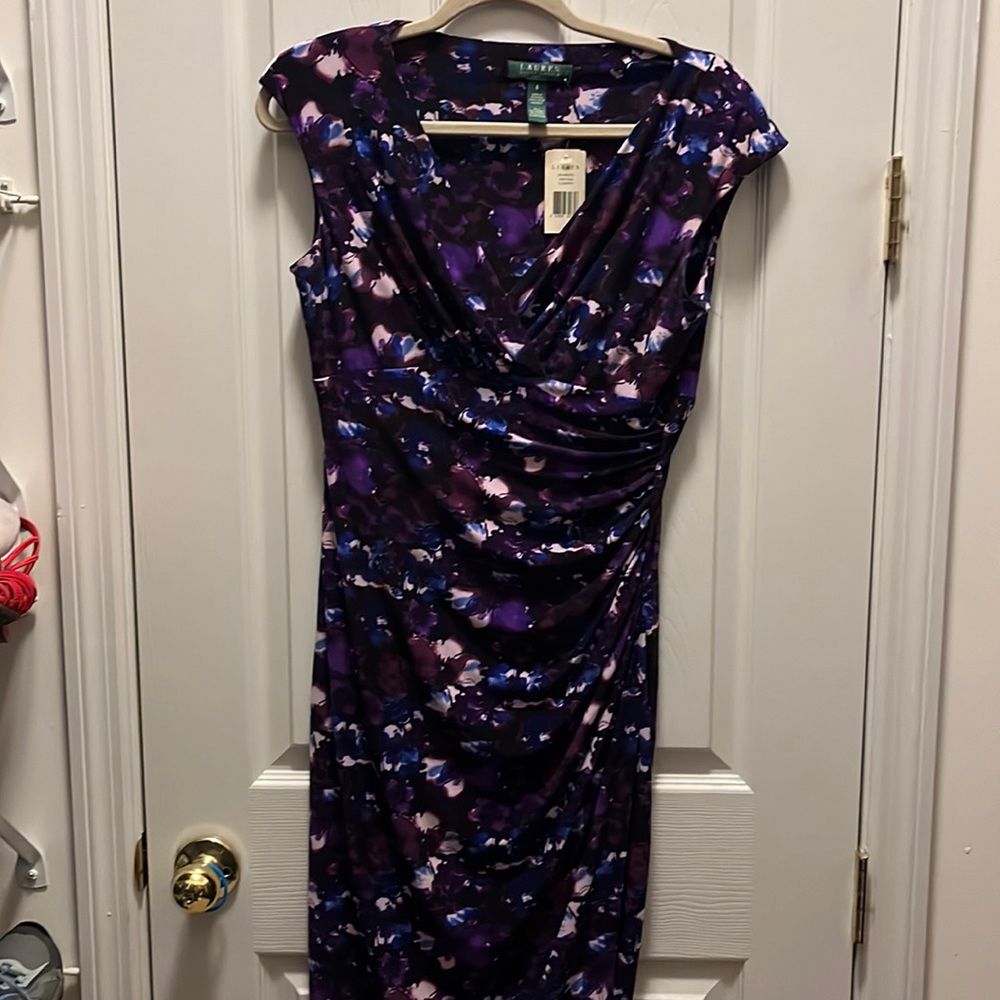 Lauren, never worn, size 8, gorgeous purple floral pattern